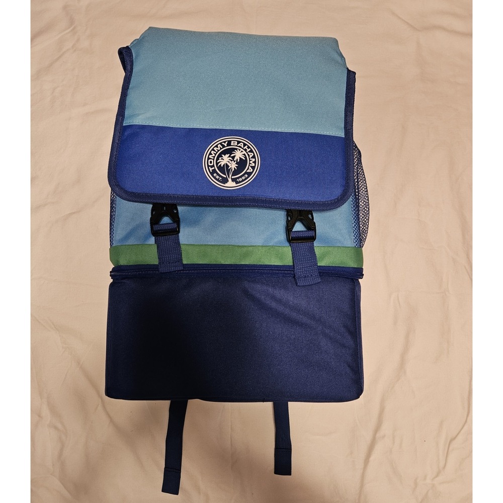 TOMMY BAHAMA Zip Cooler Bag Insulated Backpack 24 Cans Deep Blue - Picture 3 of 12